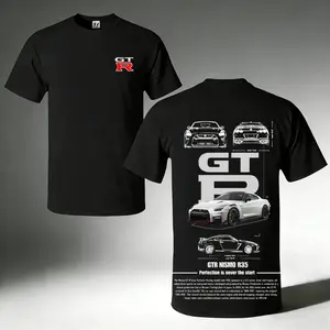 180gMen's GTR Supercar Graphic Tee – Racing Inspired Car Print, Streetwear Casual Crew Neck Short Sleeve T-shirt
