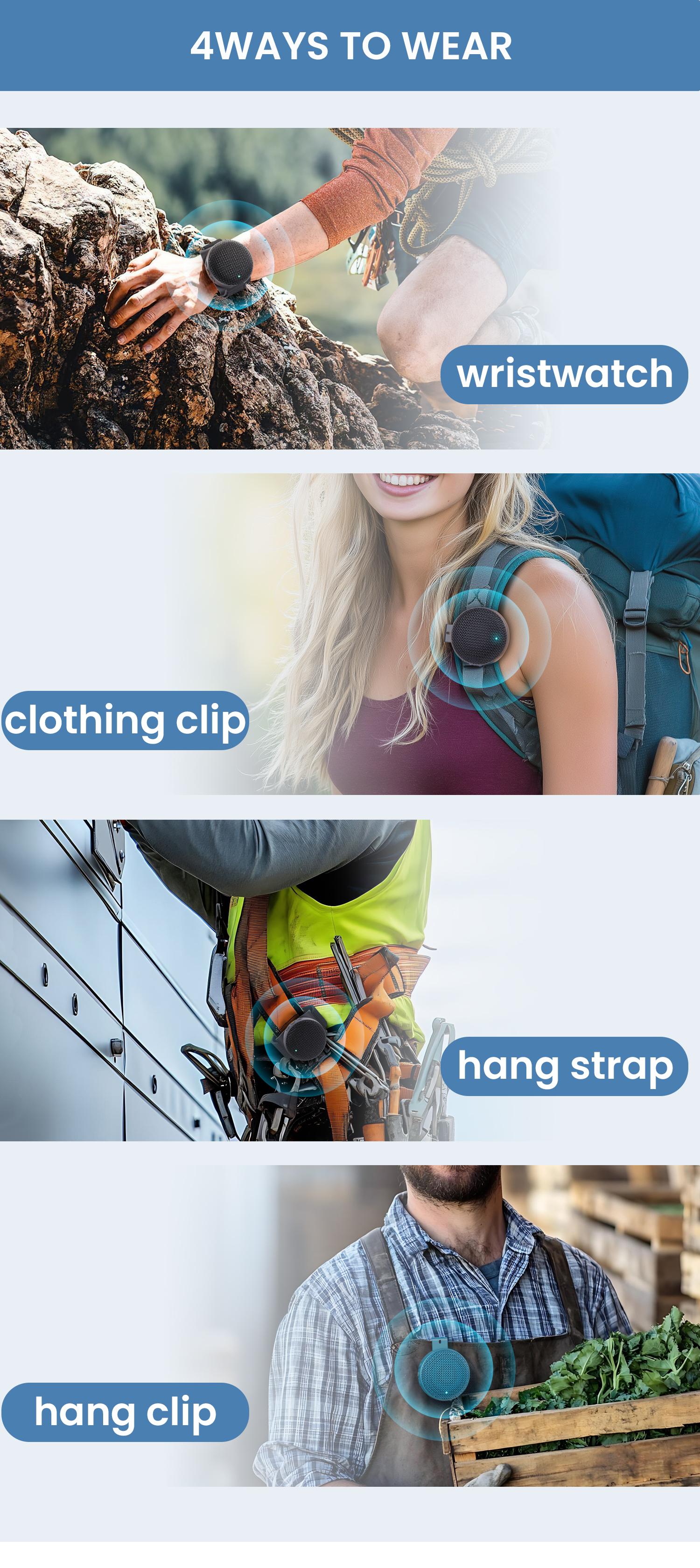 【2026 Upgraded】SUPERONE 4-in-1 Wearable Bluetooth Speaker【Hang Clip, Wrist Watch, Hang Hook & MagSafe Stand】Hi-Fi Sound TWS Portable Wireless Mini Speaker, IPX7 Waterproof for Work, Running & Outdoors