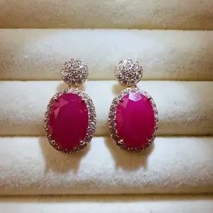 <PingEast Jewerly>Ruby earring--925 Sterling Silver Rose Gold  Crafted in 925 sterling silver with a romantic rose gold finish, these elegant earrings feature natural pink rubies from the famous Mogok mining area of Myanmar. Delicate, graceful