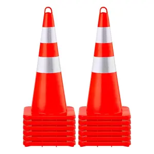 fathersdaygift  VEVOR Safety Cones, 12x 28 Traffic Cones, PVC Orange Construction Cones, 2 Reflective Collars Traffic Cones with Weighted Base and Hand-Held Ring Used for Traffic Control, Driveway Road Parking