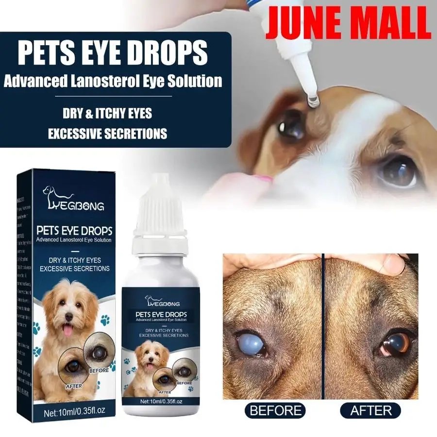 Yegbong Pet Eye Care Tear Stain Removal Cat And Dog Relief Eye Itching Mild Cleaning Eye Drops 10ml