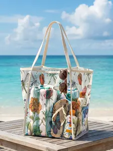 1pc, lady's shoulder bag Floral Insect 2D Print Lightweight net fabric + open design with large capacity, foldable for storage | Suitable for various scenarios | Your unique sense of relaxation