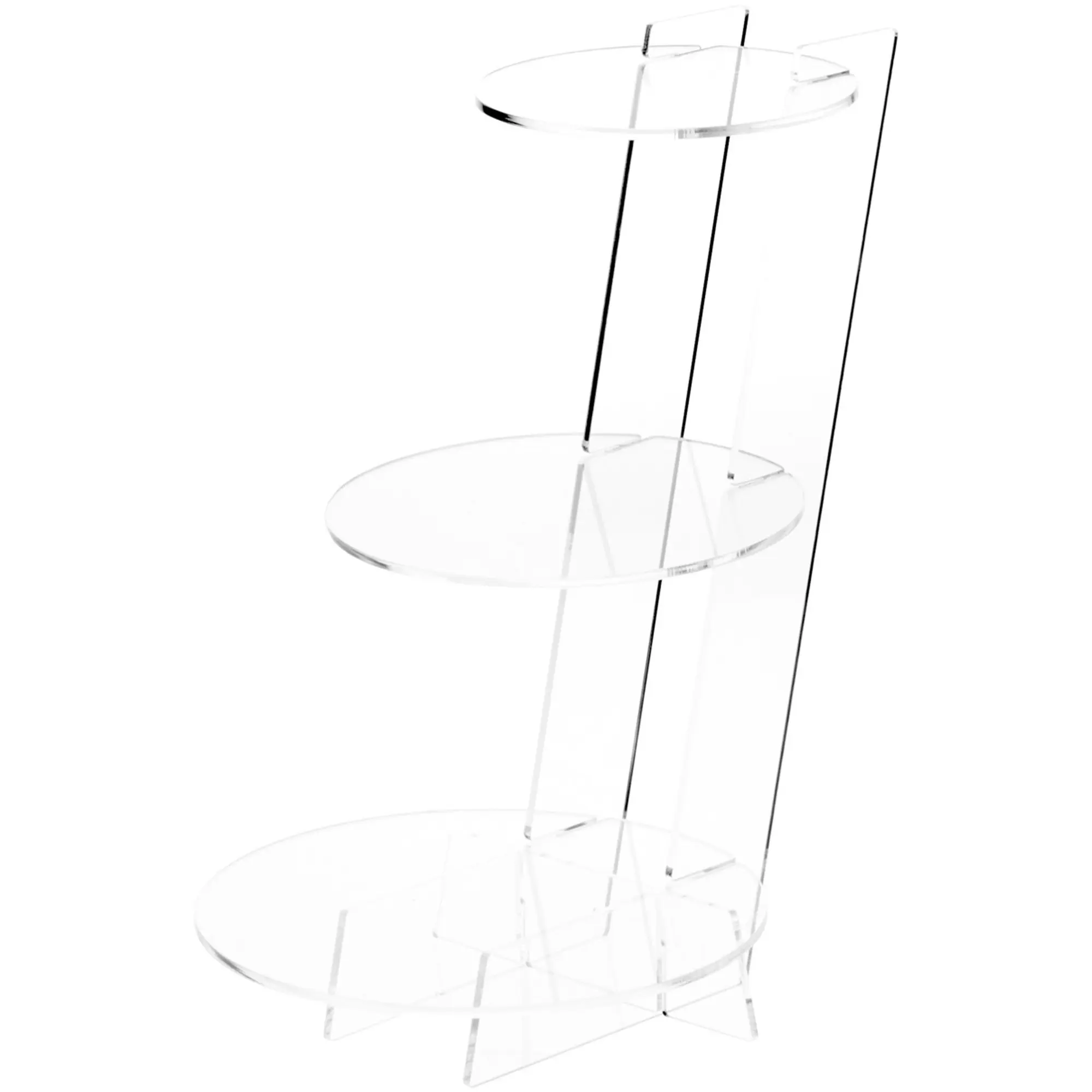 Plymor Clear Acrylic Round Interlocking 3-Level Display Shelf, 15.125" x 9" x 12.5"