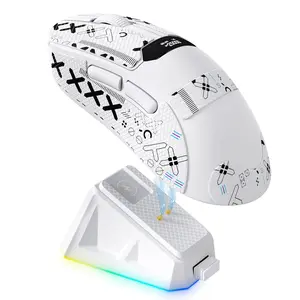 MAGIC-REFINER R1 Wireless Gaming Mouse with RGB Charging Dock,65g Ultra Lightweight,PixArt PAW3311 24K DPI Optical Sensor, LCD Display & Smart Sleep, 500mAh, Programmable Mice for Mac PC Gamer