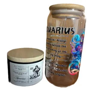 Zodiac Prism Candle & Matching Tumbler Set – Hand-Poured Soy Wax, Scented, with a Hidden Sun Catcher