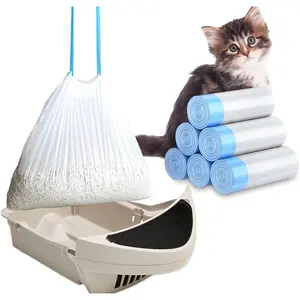 120 Pack  Litter Bags with Drawstring, Compatible with Litter-Robot 3/4 Heavy Duty  Litter Box Liners  Bags Replacement