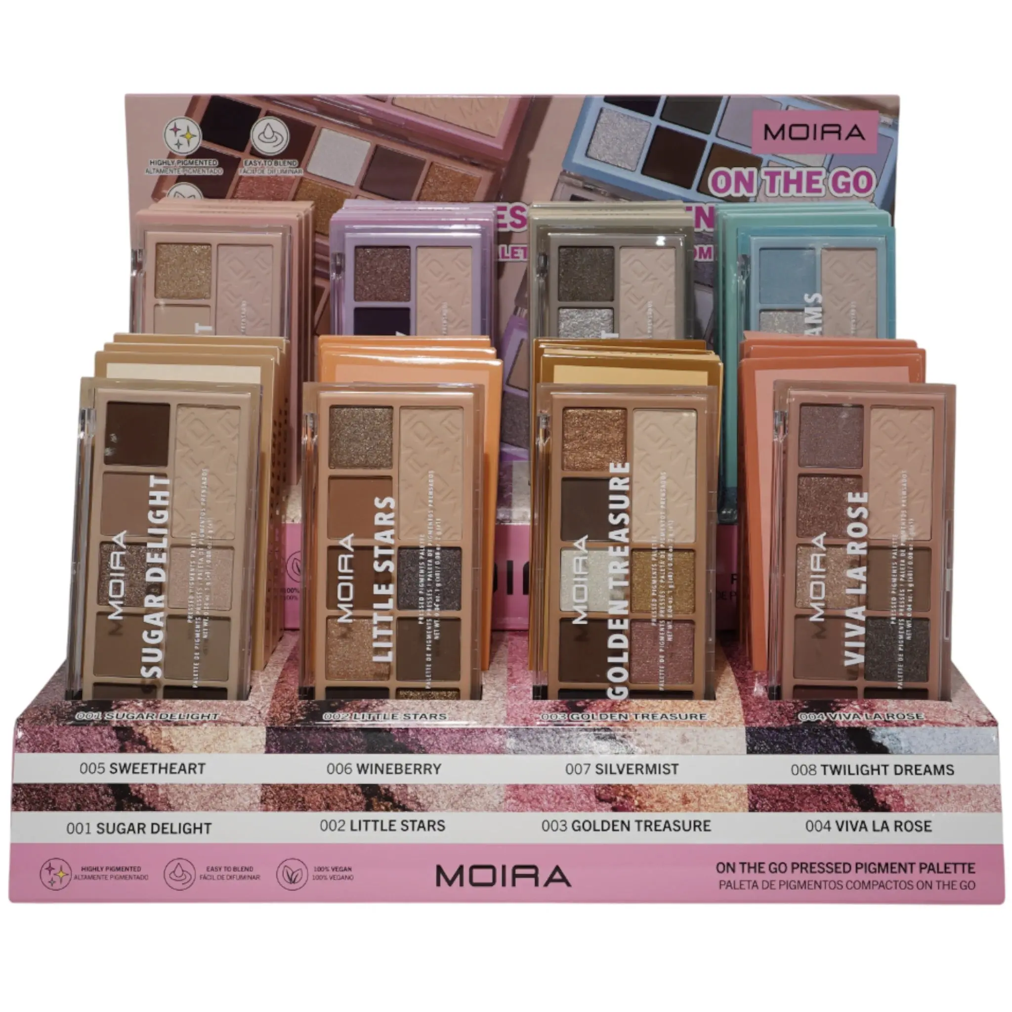 Moira Beauty On The Go Pressed Pigment - Wholesale Display 24 Units + 8 Tester (SDPSET)