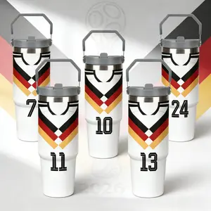 1pc 30oz Germany National Team Retro Jersey Collection Insulated Tumbler with Straw & Handle | Stainless Steel Travel Mug many Unique Player Number Prints | Leakproof Lid with Straw & Ergonomic Handle | Perfect Gift for Soccer Fans, Germany Team Supporter