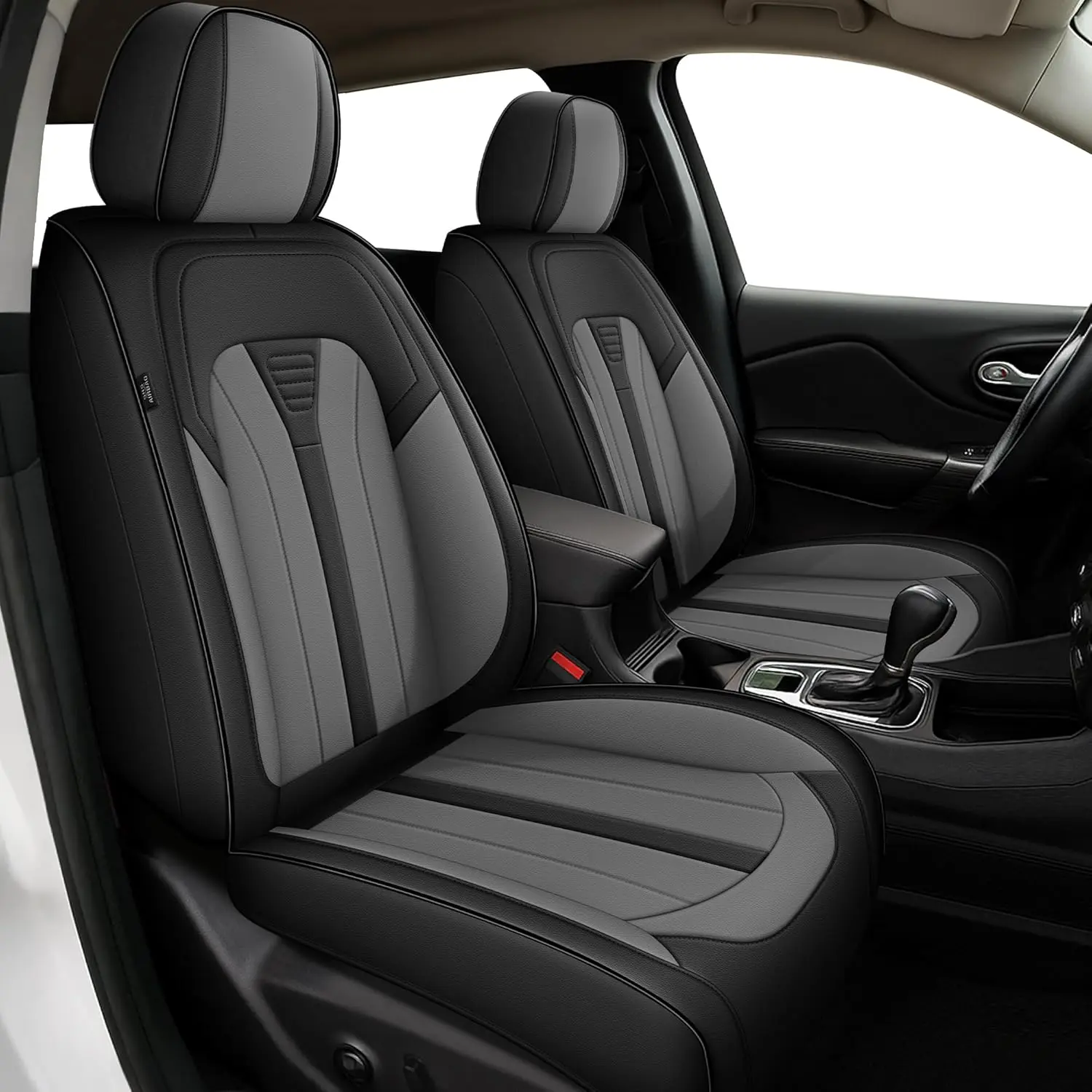 for Chevy/Chevrolet Trax Seat Covers 2024-2024 2025 2026 Car Seat Covers Front Set Luxury Leather Automotive Seat Covers for Trax (Black&Grey, 2~5Seats)  Universal