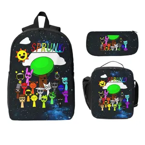 Sprunki backpack, colorful cartoon travel backpack featuring all the game characters from Rainbow University, suitable for both boys and girls, a perfect fan gift.