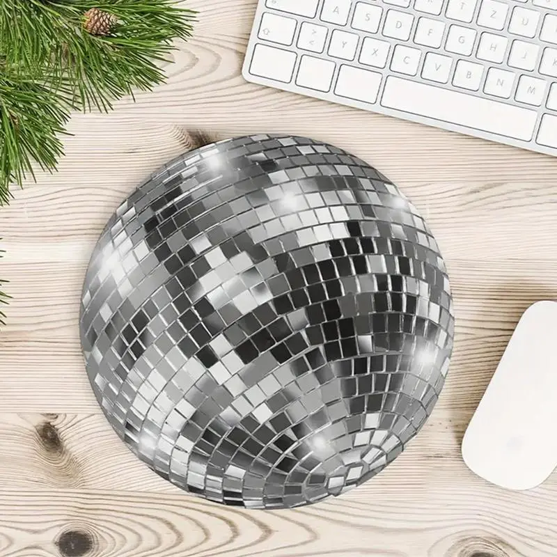 Disco Ball Design Mouse Pad, Round Mouse Pad with Non-slip Rubber Base, Decorative Mouse Mat for Gaming & Office Computer, Laptop, Desktop, Home, Office, Mouse Pads for Desk