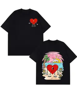 Unisex Bunny Vintage Fashion T-Shirt Harajuku Style Latin Music Theme Short Sleeve  Cotton Comfortable Fit Ideal for Music Fans Short-sleeved Tshirt Men's Casual Breathable