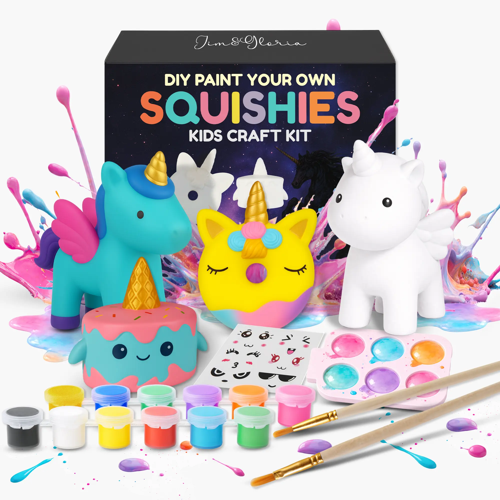 Jim&Gloria Paint Your Own Squishy  Toy Jumbo Gifts for Girls and Boys Arts and Crafts for Kids, Party Favors for Birthday