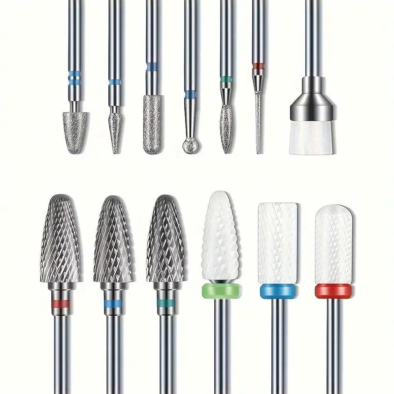 13-Piece Nail Drill Bit Set with Cleaning Brush, Polishing & Removal Tools for Acrylics, Gel Polish, Dip Powder and Dead Skin, Manicure and Pedicure Supplies for Nail Technicians