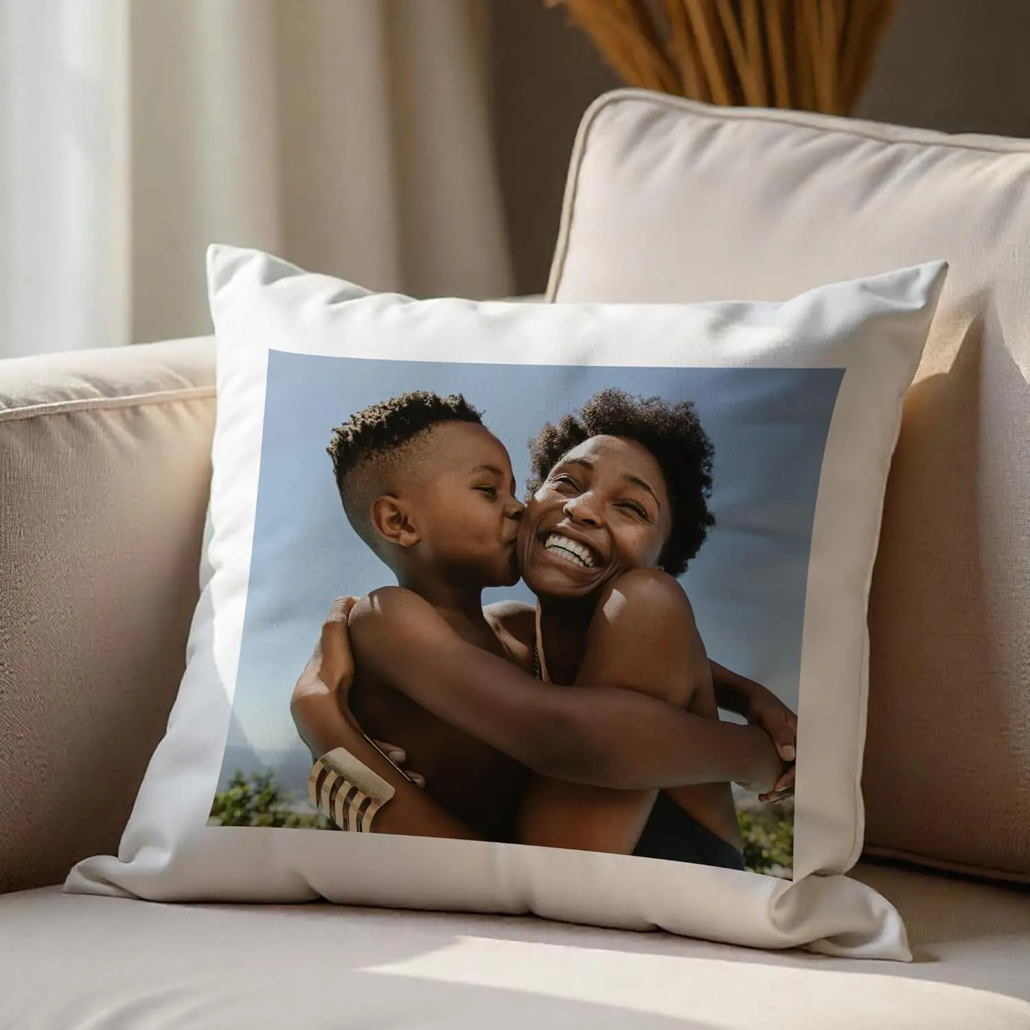 Personalized Photo Pillow Cover - Custom Cushion Case with Any Picture Print Gift - Customized Pillows with Your Loved Ones/Family Square Pillows