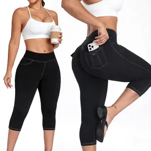 RIOJOY Women's Capri Leggings with Cargo Pockets Scrunch Butt Lifting Gym Yoga Pants Moisture-Wicking Tummy ControlWorkout Capri Pants