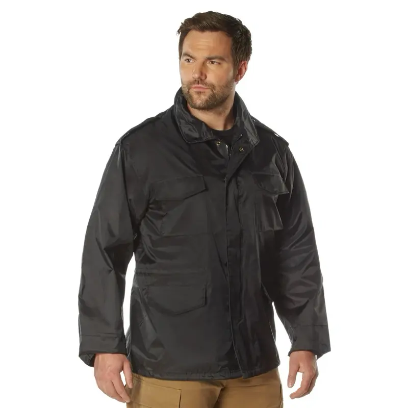 ROTHCO Men's M-65 Phoenix Storm Rain Jacket - Adult Cotton-Nylon Shell All Seasons Military Coat, Concealed Hood, 4 Utility Cargo Pockets, Adjustable Wrist Cuffs, Water-Resistant, Long Sleeve, Plain, Camping&Hiking Menswear Top, Clothes, Classic