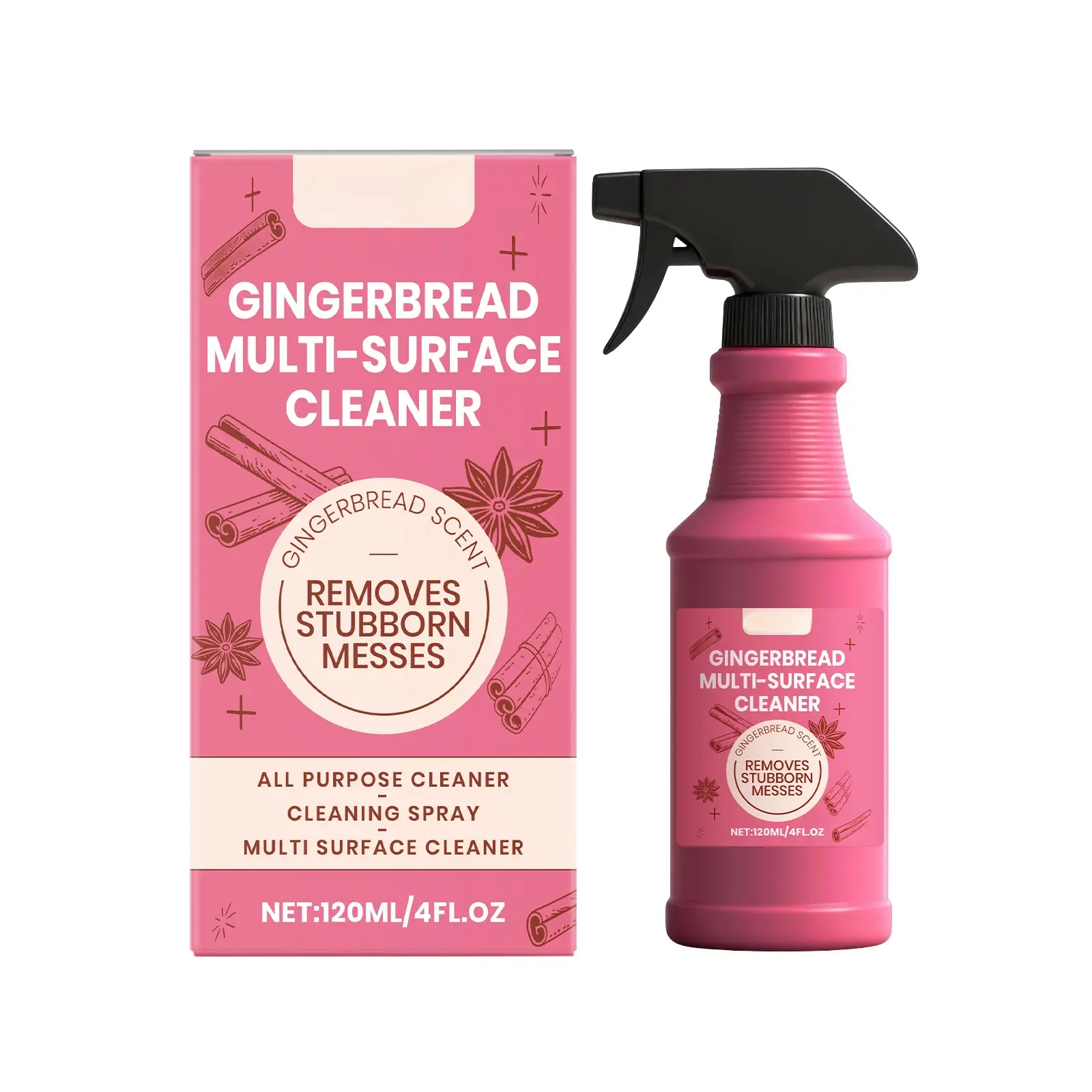Scented Household All-Purpose Cleaner Spray - Gingerbread Fragrance, Decyl Glucoside Formulation, Natural Nontoxic Kitchen Grease Remover, Spray Bottle Remover Kitchen Cleaners