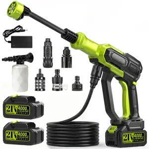 【Mother's Day Gift】1300PSI Cordless Pressure Washer,  Portable Power Washer with 6-in-1 Nozzle,  21V Hand Held Pressure Washer with two Battery, Electric Power Cleaner for Car, Garden, Home