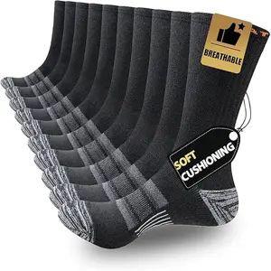 5/10 Pairs Mens Lightweight Athletic Crew Cushioned Breathable Work High Calf Long Boot Socks