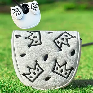 Golf Club Headcover Crown Pattern Mallet Putter, PU Material, Magnetic Closure, Fits Most Mallet Putters, Df3 Compatible, Trendy Golf Accessory, Golf Gear, Golf Equipment