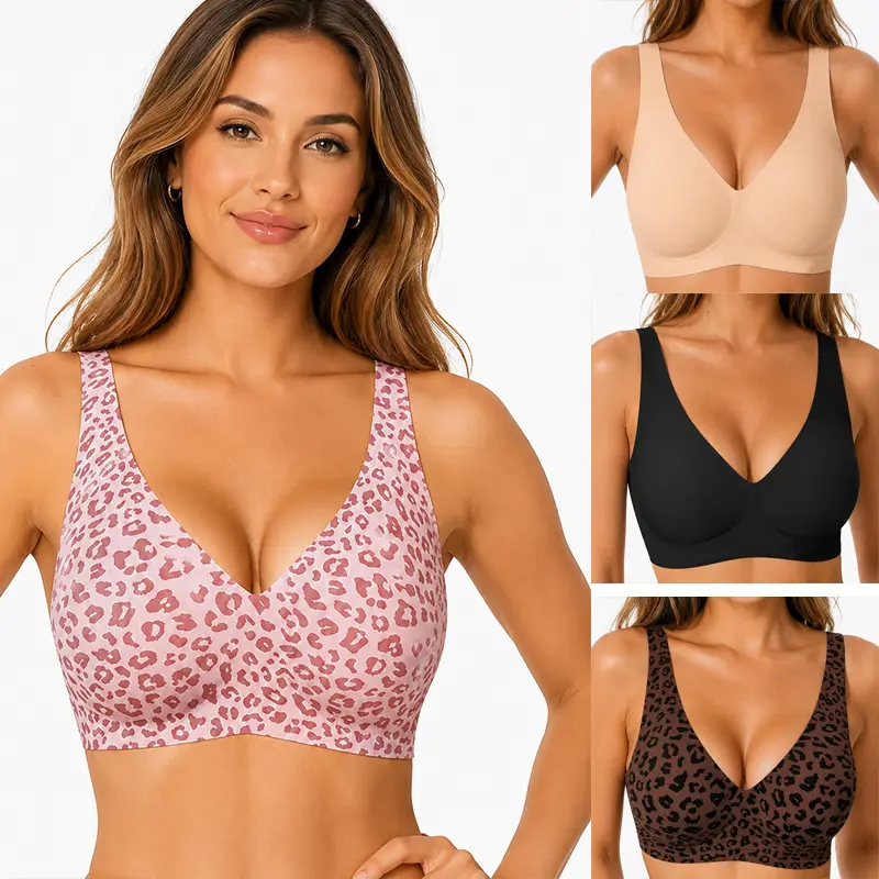 Women Jelly Bras Wirefree Full Coverage No Underwire Everyday Bras Comfortable Wireless Padded Tshirt Bra