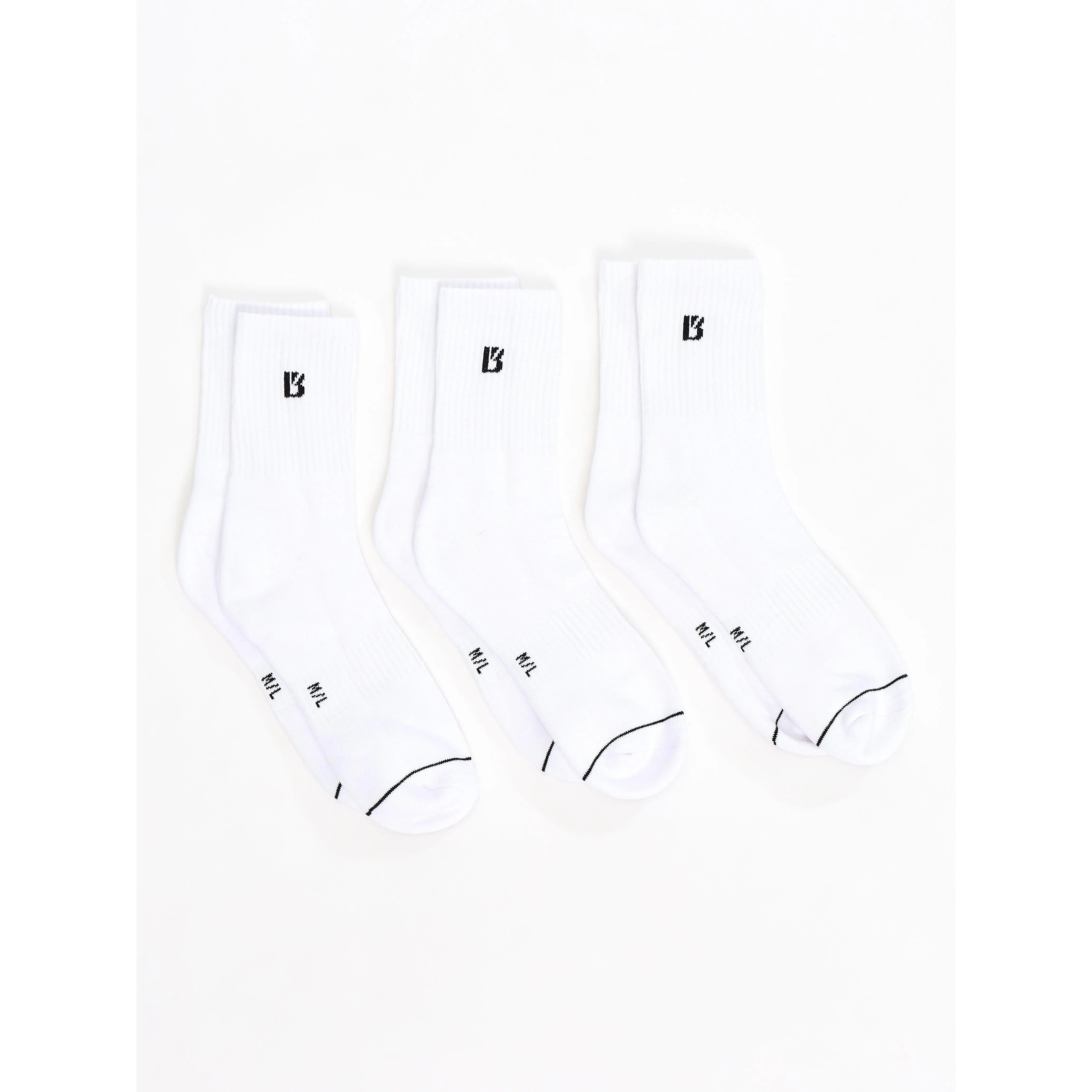 3 Pack Half Crew Socks - White