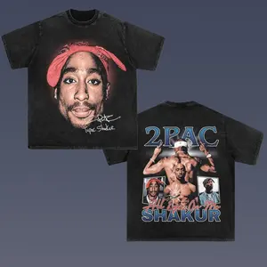 2Pac Shakur Vintage Look Oversized Hip Hop Rap T Shirt Bootleg, Top Casual Basic, Unisex Cotton Tee, Womenswear Menswear, Top Shirt