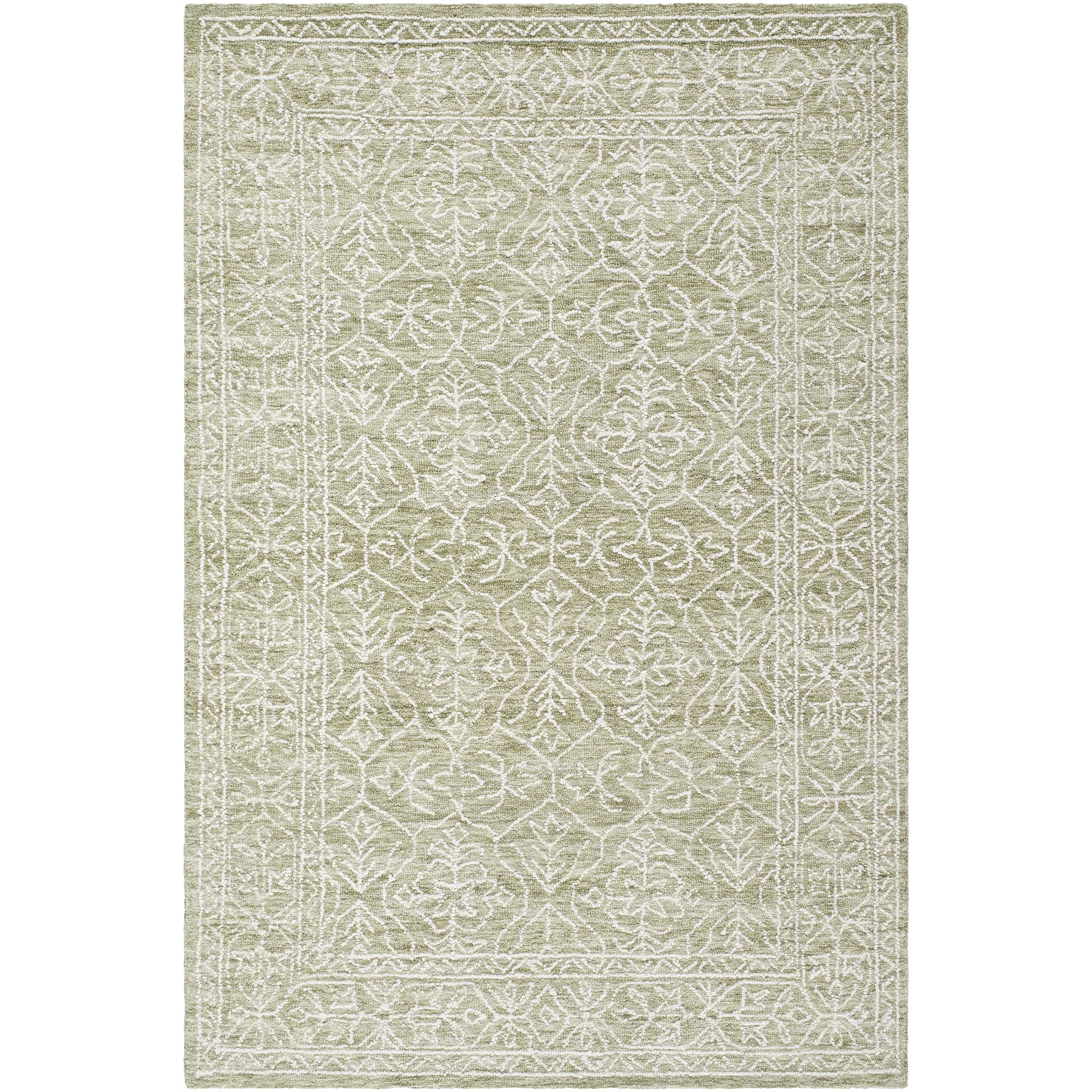 Yadid Green Wool Area Rug