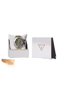 GUESS Male Two-Tone Green Multifunction Watch