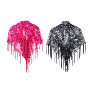 Women Shawl Wrap Soft Sequin Shawl Cape for Wedding Festive Formal Occasion