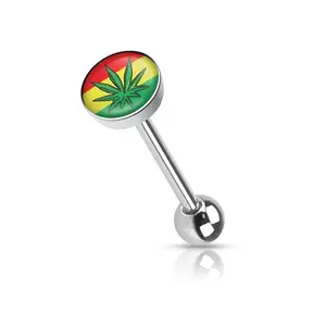 Weed Leaf Rasta Tongue Ring
