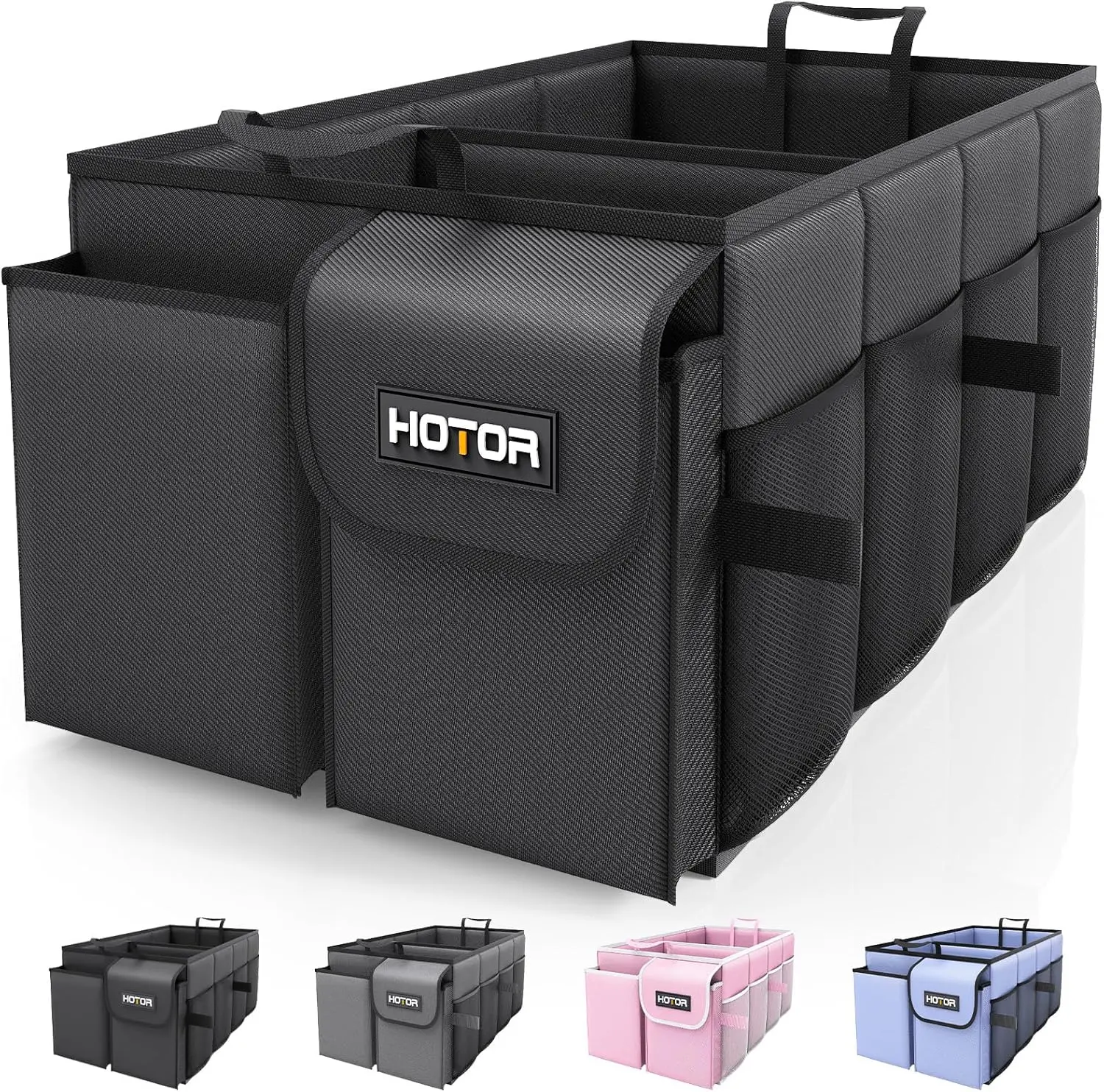 HOTOR Car Trunk Organizer - Foldable 2-Compartment Golf Accessory Organizer for SUVs, Sedans, Sturdy Design for Car Accessories, Tools, Sundries