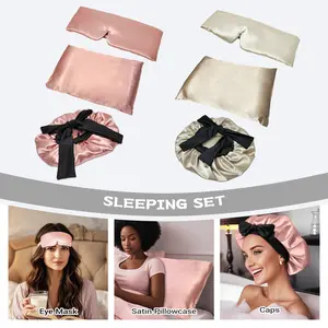 Satin Bonnet Silk Like Texture for Women Curly Hair, 1pc Sleeping Cap, 1pc Eye Mask & 1pc Pillowcase - Perfect Gift for Deeper Sleep