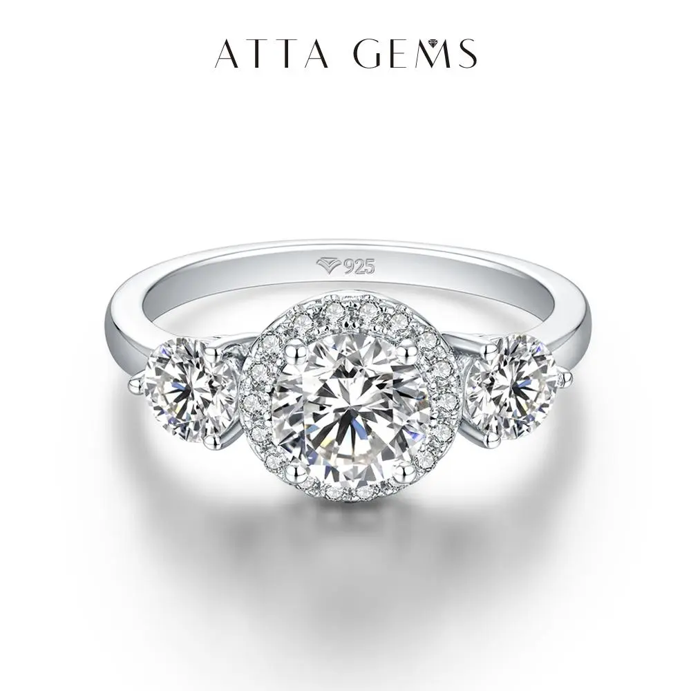 Women's 3-Stone D Color VVS1 Clarity Sparkling Round Moissanite Ring - High Setting, Colorful Stones, Elegant Band, Everyday Fine Fashion Jewelry, Anniversary Gift, Luxury Artificial Gemstone Ring R027 summerwins, Sparkling Moissanite, High Setting Ring,