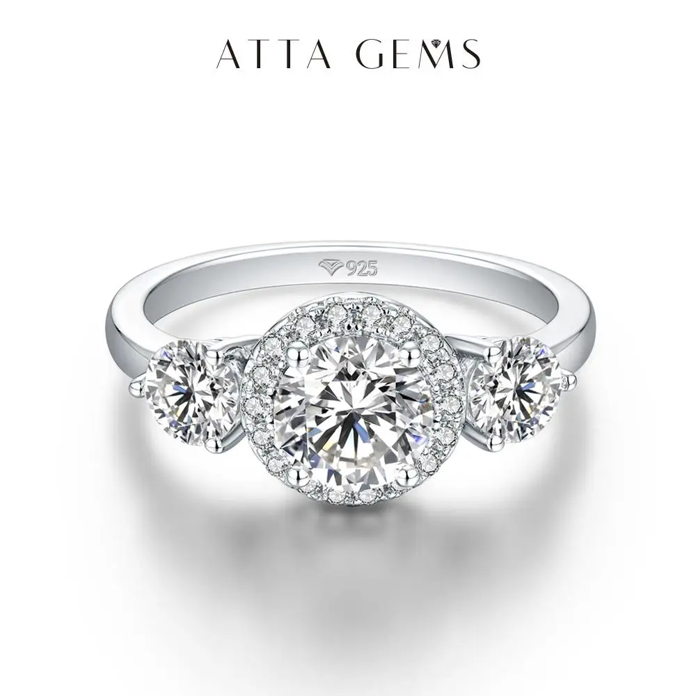 3 Colorful Stone Synthetic Moissanite Ring D Color VVS1 for Women Anniversary Gift Wedding Band Elegant Daily Ring Luxury Jewelry R027