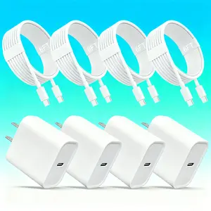 4-Pack 20W Fast Charger Set with 10-Foot TypeC-C Cables, Compatible with 17/17 Pro/17 Pro Max/16/15 Series - White