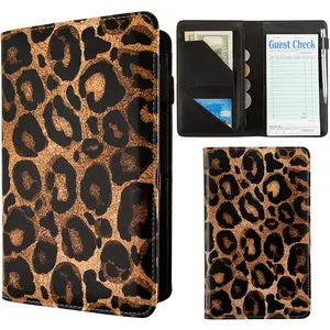 Server Book, Server Books for Waitress, Server Book with Zipper Pocket, Cute Server Book, Waitstaff Organizer Waitress Book with  Pocket and Zipper Fit Server Apron (leopard print)