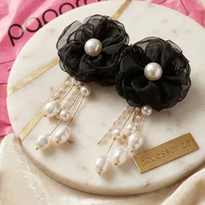 Paparazzi floral black post earrin gs