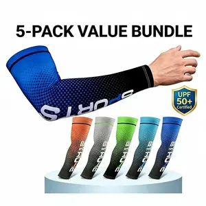 5 pairs summer cooling arm sleeves with UV protection, breathable and lightweight for outdoor activities. Comfortable to wear, suitable for both men and women in sports and daily outings.