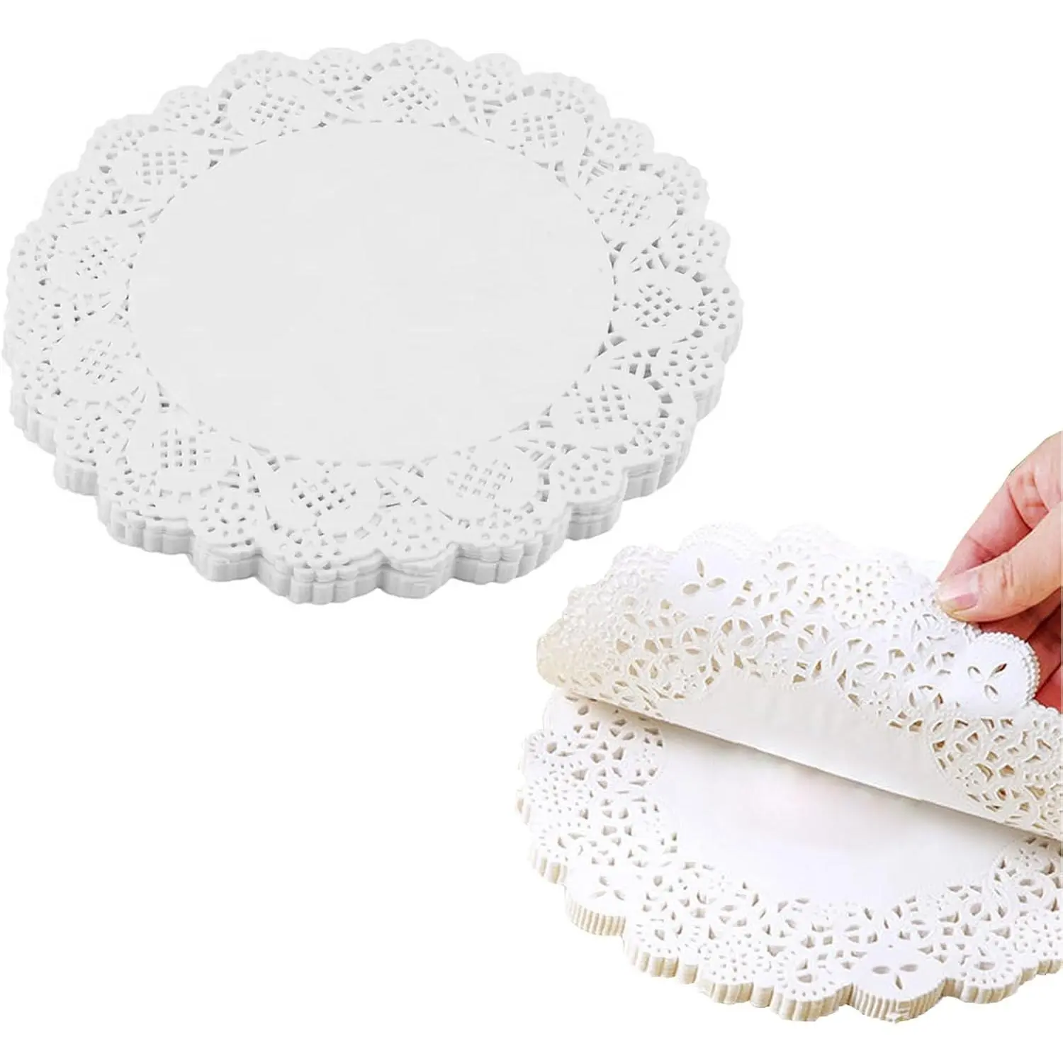 White Paper Doilies - 10 Inch Round Lace Paper Doilies - for ,Cakes, Desserts, Crafts, and Table Decorations, Pack of 100