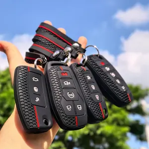 Premium Protective Key Cover for Ford key fob case with keychain holder silicone Full cover protector key case organizer for Fusion 2014 2016/ Explorer/ mustang f150 2020/ Ka 2015 2018/ Focus 2 2005-2010/ EcoSport 2014/ Focus C Max/ S-MAX 2007