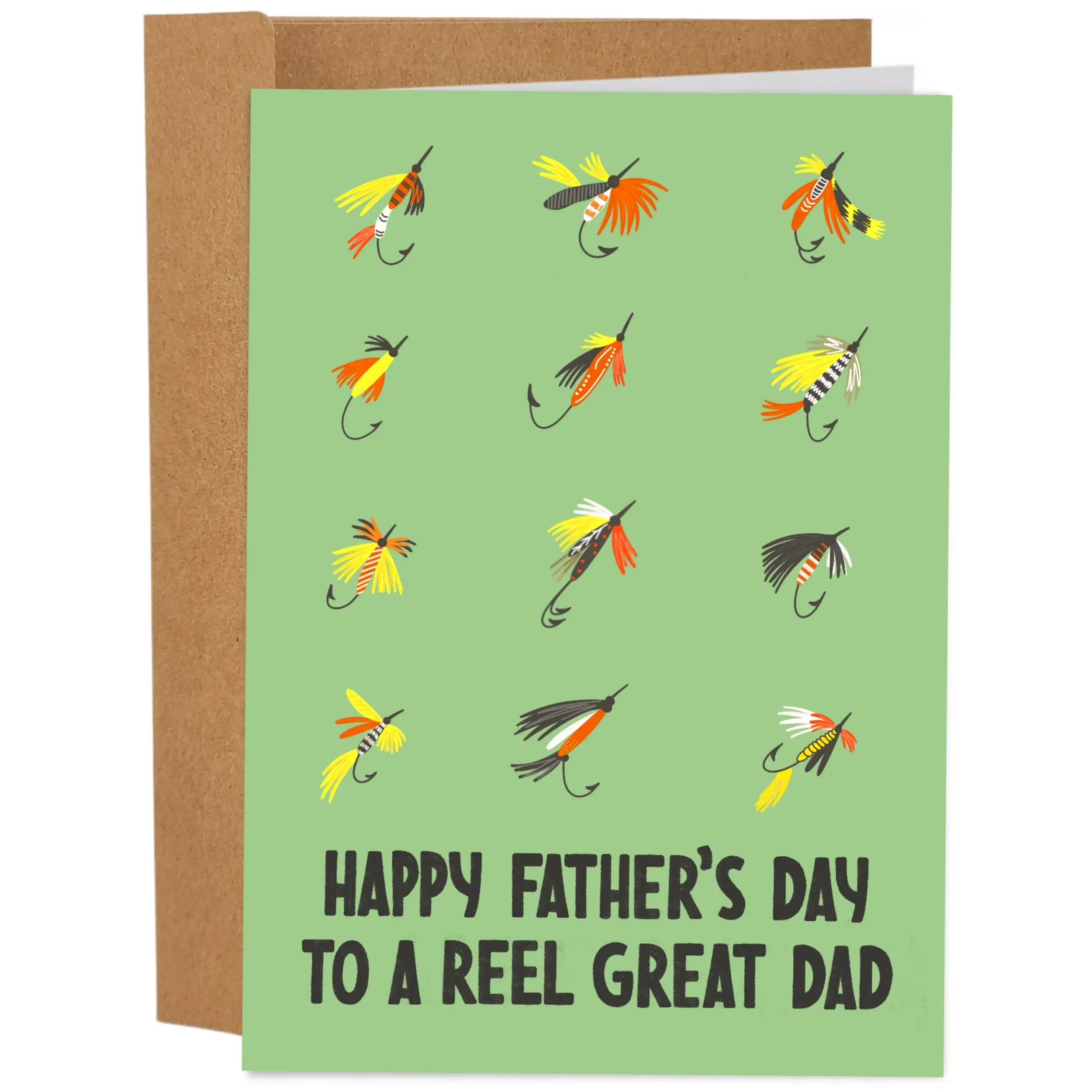 Cute Fathers Day Card - Cute Father's Day Cards for Dad - 5x7 Inch Individual Greeting Card with Kraft Envelope - Hand-Drawn Designs by Artists