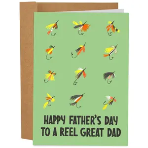 Cute Fathers Day Card - Cute Father's Day Cards for Dad - 5x7 Inch Individual Greeting Card with Kraft Envelope - Hand-Drawn Designs by Artists