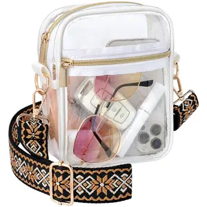 Clear PVC Bag Stadium Approved - Clear Purses for Women Stadium Crossbody Messenger Bag for Concerts Sporting Events