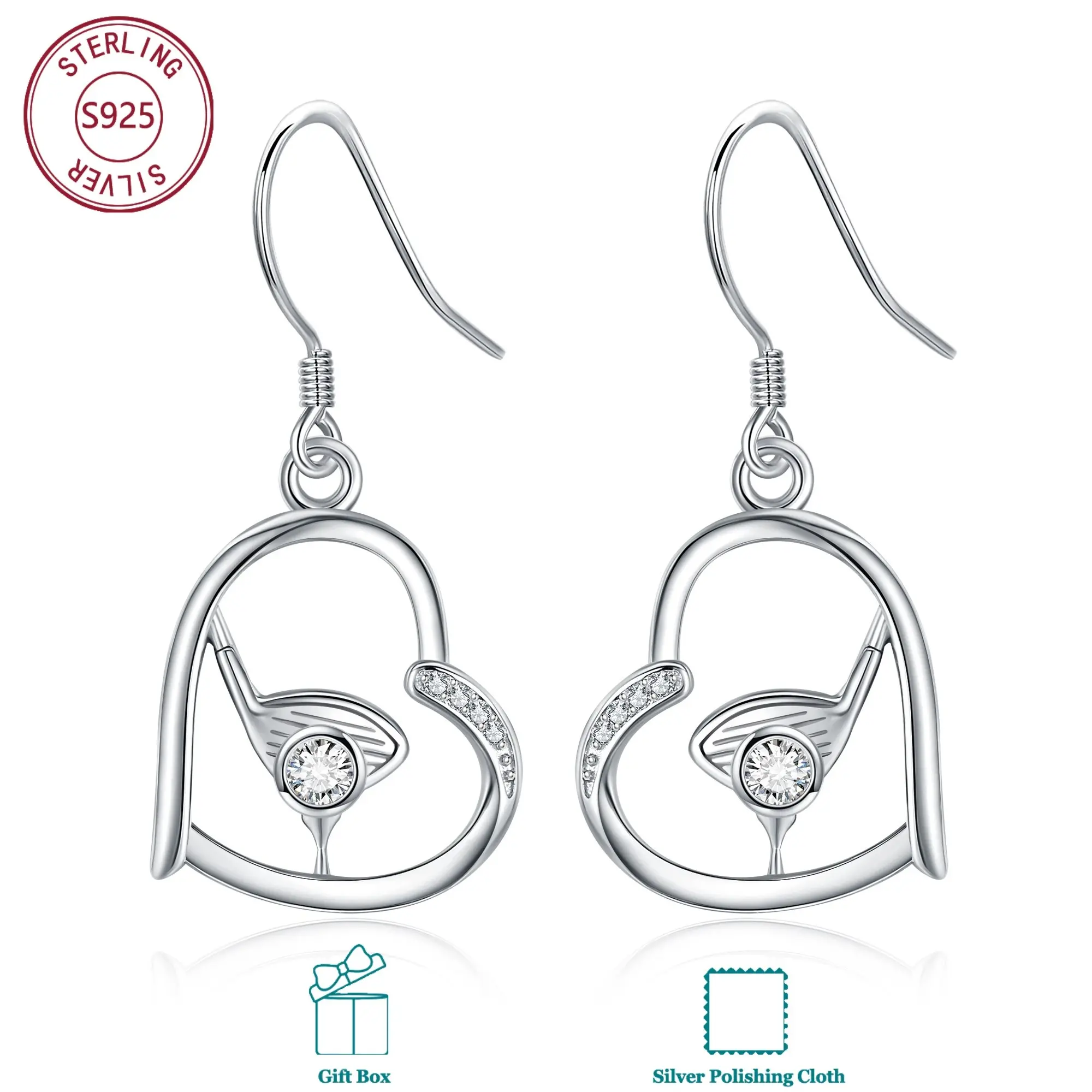 925 Silver Golf Earrings