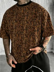 Unisex design, retro street style, Streetwear, summer leopard print full-body print high-end short-sleeved T-shirt, suitable for Y2K multicolored styles, high-end fashion outfits, spring-summer fashion, retro casual outfits