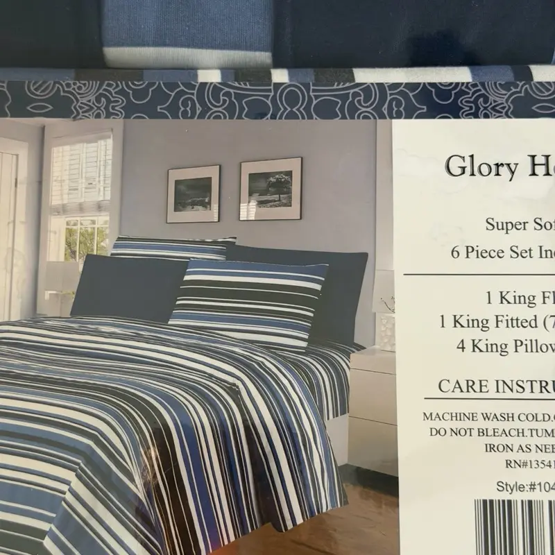 Glory home 1800 collection  king, Queen 6 piece bed  sheet set- soft, Wrinkle free , Deep pocket
