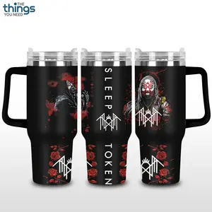 Sleep Token 20oz - 40oz With Handle Tumbler, Dark Ritual Mask Stainless Steel Tumbler, Alternative Metal Fan Gift, Gothic Aesthetic Drinkware, Perfect Gift For Metal Lovers