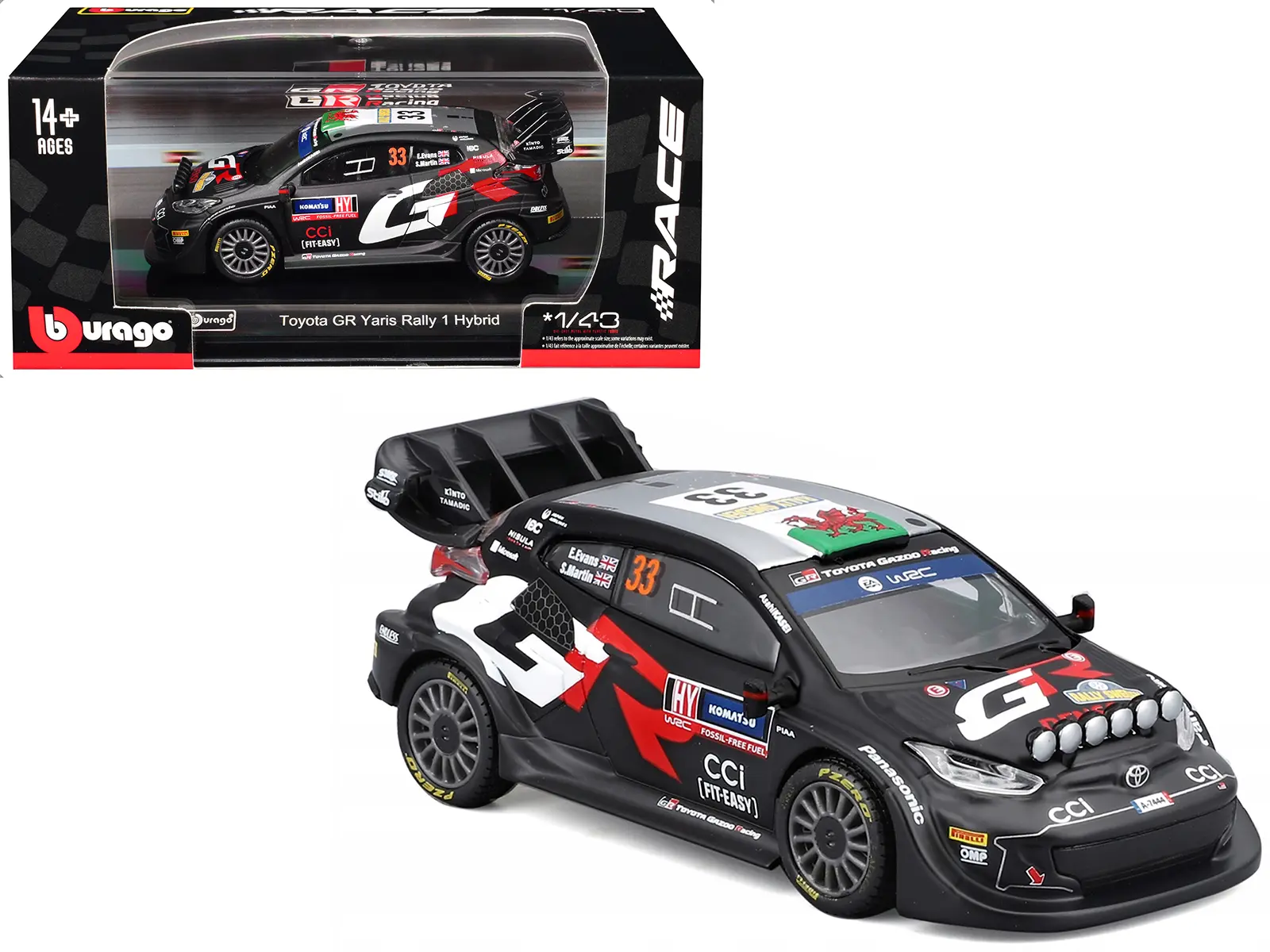 Toyota GR Yaris Rally1 Hybrid #33 "Toyota Gazoo Racing WRT" "World Rally Championship" (2024) 1/43 Diecast Model Car by Bburago